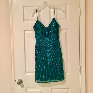 Aidan Mattox emerald sequin dress
